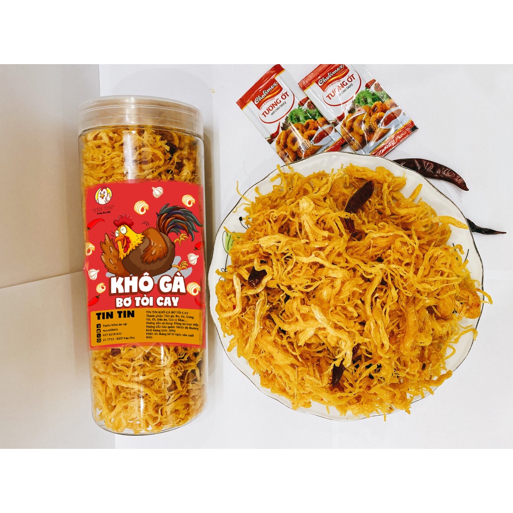 Khô gà bơ tỏi xé cay pet 300g, thịt xé sợi,gà,gà khô,gà rán,  thịt khô, đồ ăn vặt Hà Nội vừa ngon vừa rẻ | BigBuy360 - bigbuy360.vn