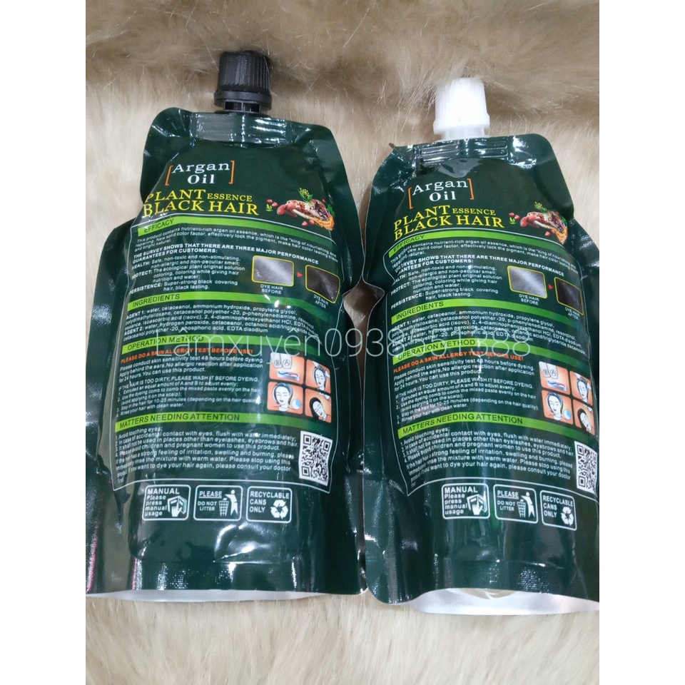 Thuốc nhuộm tóc phủ bạc thảo dượccollagen( cặp 2 túi)Hộp XANH nhanh đều màu bóng mượt tóc,bảo vệ màu tóc bền chuẩn xinh