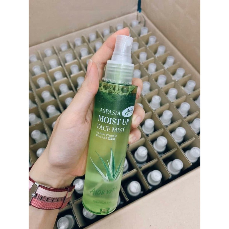 Xịt khoáng giữ nền, dưỡng ẩm Aspasia Moisture Face Mix 150ml, chiết xuất nha đam