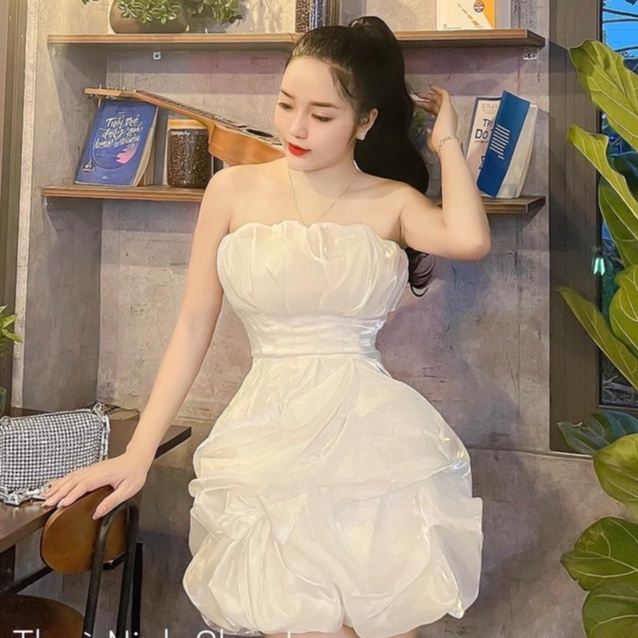 Đầm body dự tiệc trắng trễ vai xẻ đùi sexy tơ hàn bèo váy hẹn hò sang chảnh HATI