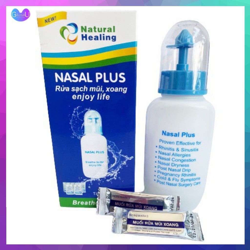 Bình Rửa Mũi Cao Cấp Nasal Plus, Bình Rửa Vệ Sinh Mũi Sạch Bụi Bẩn, Hỗ Trợ Điều Trị Viêm Mũi, Viêm Xoang Kèm 2 Gói Muối