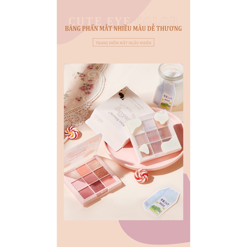 KISS BEAUTY 2021 Bảng phấn mắt 9 màu mới thiết kế họa tiết bò chống thấm nước và mồ hôi (KB-YY14-02)