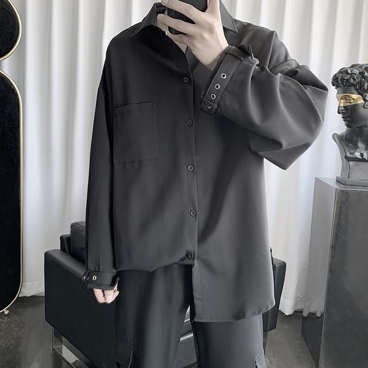 Áo sơ mi đen trắng thiết kế cổ tay độc lạ