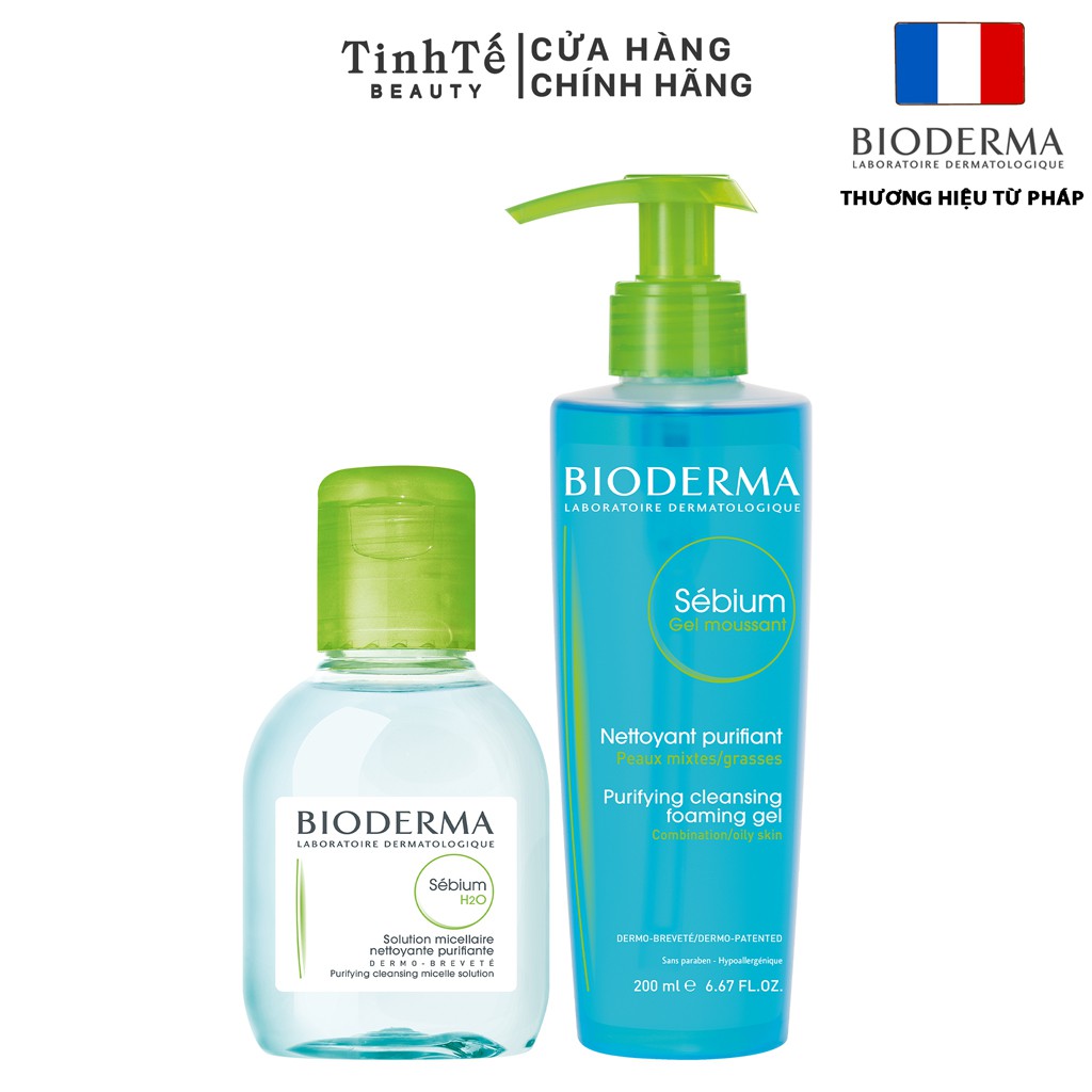 Bộ đôi kiểm soát dầu thừa Bioderma Sebium Gel Moussant 200ml và Sebium H2O 100ml