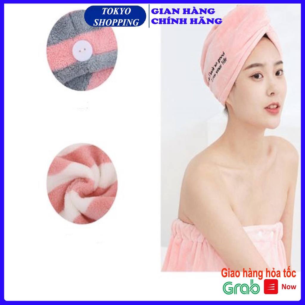 Khăn gội đầu, quấn tóc cao cấp cho nữ mềm mịn thấm hút tốt