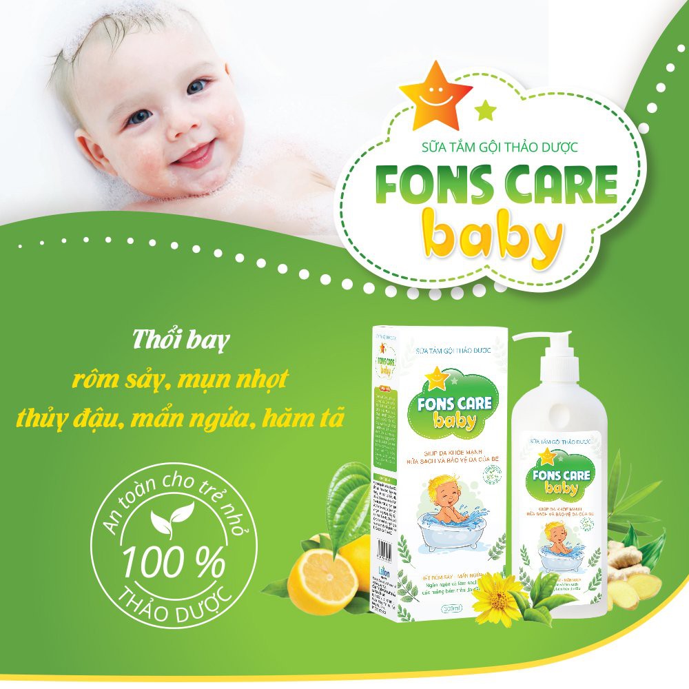 Gel Tắm Thảo Dược Trẻ Sơ Sinh Fons Care Baby - Chai 300ml