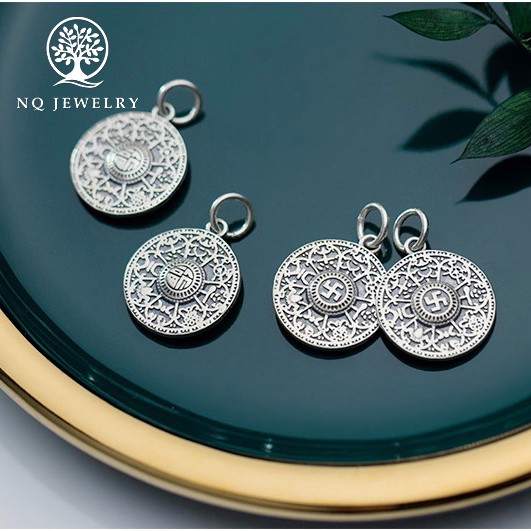 Charm bạc tròn họa tiết treo - NQ Jewelry