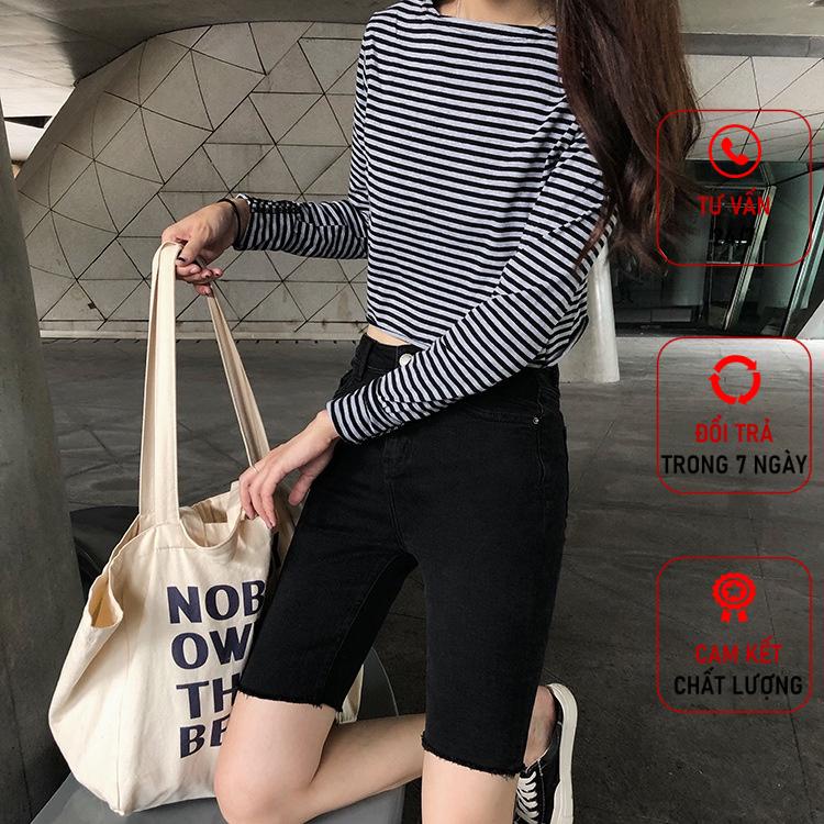Quần short nữ jean lưng cao MAYA cạp cao ngố lửng Q41