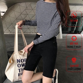 Quần short nữ jean lưng cao MAYA cạp cao ngố lửng Q41