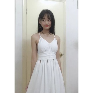 Váy Maxi trắng hở lưng ( ảnh thật )