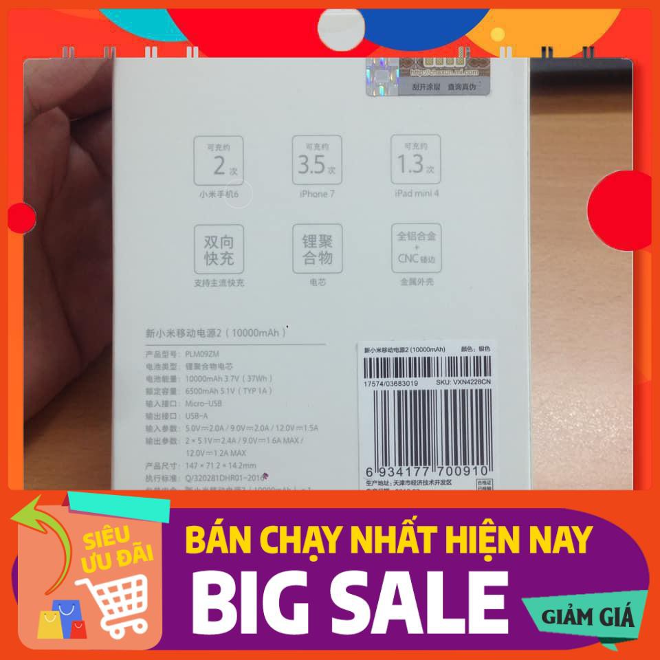 (XẢ HÀNG - NGHỈ BÁN) Pin sạc dự phòng Xiaomi. 10.000mAh Gen 2s Quick Charge 3.0 (fullbox)