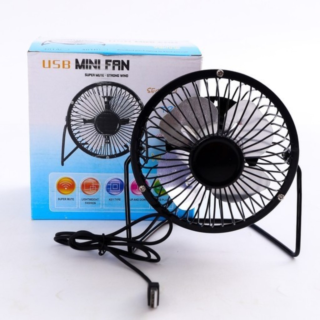 Quạt mini lồng sắt 4 cánh nhỏ gọn mát cắm điện cổng usb gập xoay để bàn làm việc văn phòng xe hơi ô tô giường ngủ em bé
