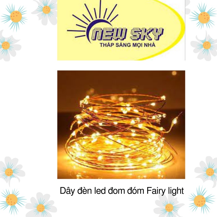 Dây đèn led đom đóm fairy light gồm 30 bóng dài 3 mét màu vàng nắng dùng 2 viên pin AA