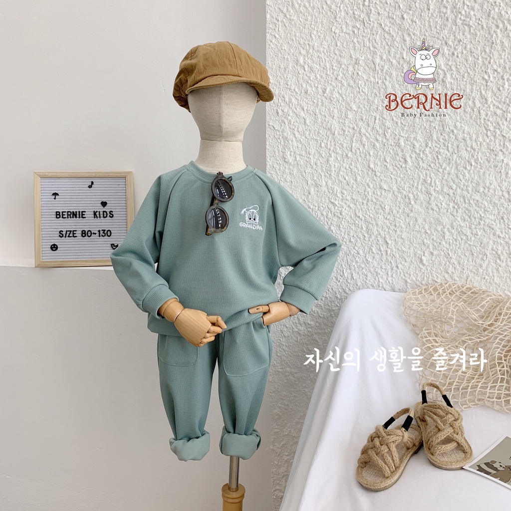 _Bộ Cotton Xốp  thêu 𝐃𝐨𝐧𝐚𝐥𝐝 nổi  4 Màu cho bé trai/gái 8 đến 20kg