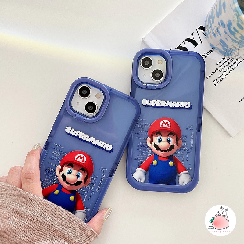 Ốp Điện Thoại TPU Dẻo Họa Tiết Hoạt Hình Super Mario Kèm Giá Đỡ Tàng Hình Cho iPhone 14 13 12 Pro Max 11 Xr Xs Max X