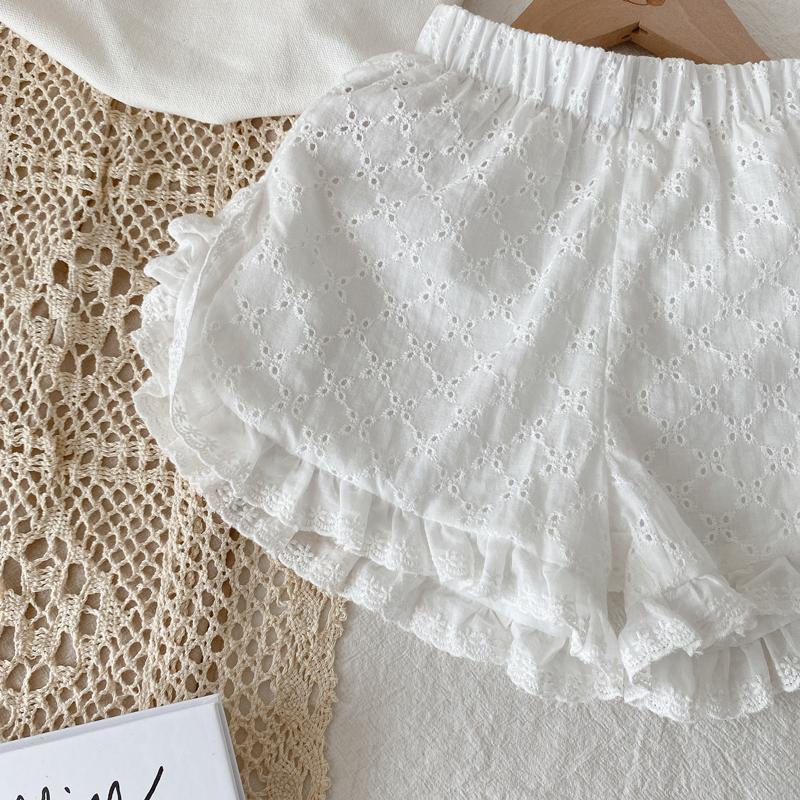 Quần Short Cotton Phối Ren Thêu Họa Tiết Phong Cách Nhật Hàn Thời Trang Mùa Hè Hàng Mới Cho Bé Gái 2022