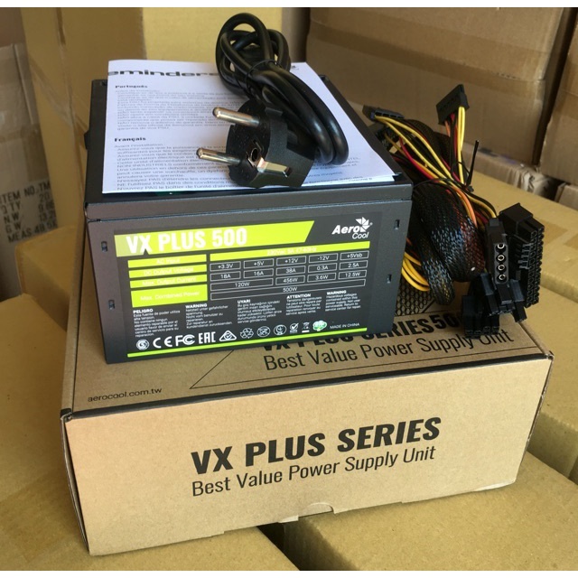 Nguồn Aerocool VX PLUS 500 230V N-PFC - chính hãng Bh 36 Tháng