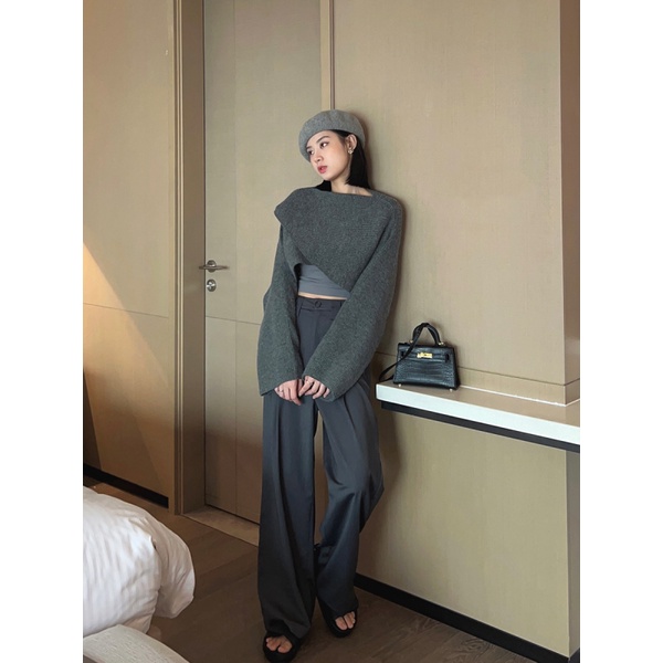 Áo Dệt Kim Tay Dài Dáng Rộng Phong Cách Hàn Quốc Hiện Có 4 Màu