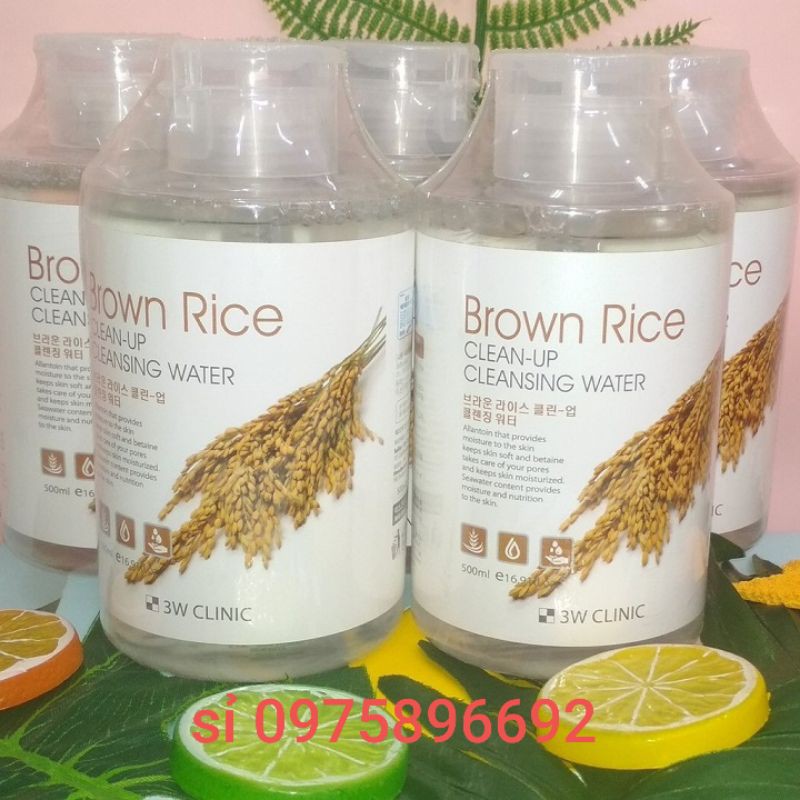 Nước Tẩy Trang Chiết Xuất Từ Lúa Mạch - 3W Clinic Brown Rice Clean -Up Cleansing Water (500ml)