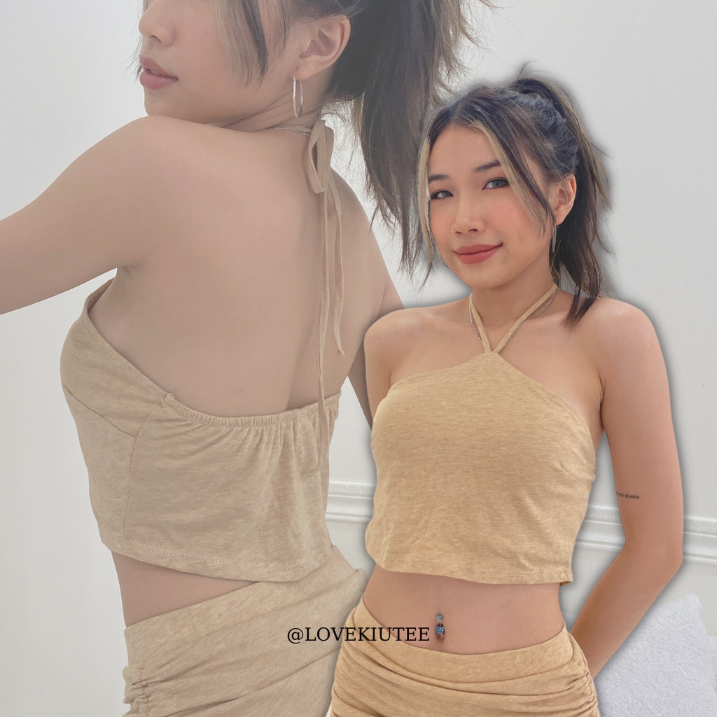 Áo ngắn kiểu cột cổ tam giác My Kind Of tie Halter Top nhiều màu LOVEKIUTEE