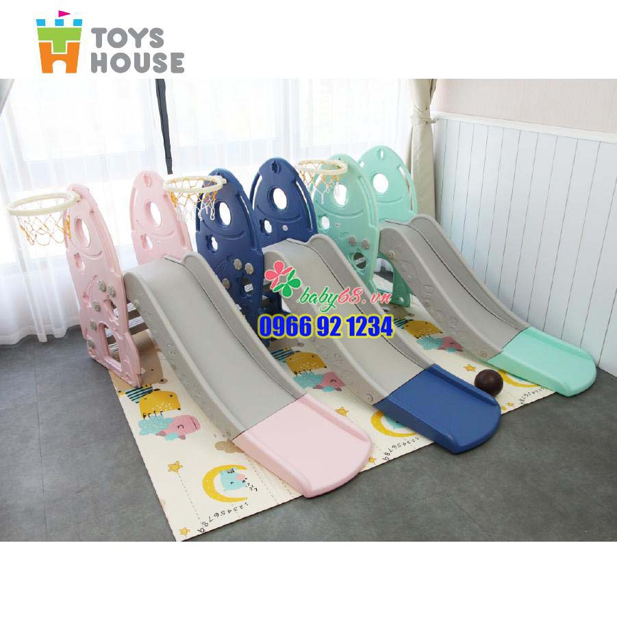 Cầu trượt kiêm bóng rổ 2 trong 1 hình tên lửa Toyhouse HJ05