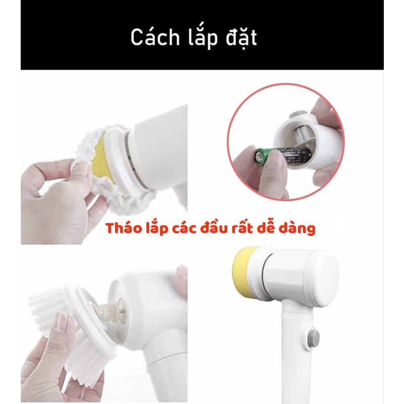 [HOT] Máy cọ rửa cầm tay đa năng Magic Brush, Bàn chải vệ sinh bếp, nhà tắm, đánh giày - Tặng 3 đầu thay thế tiện dụng