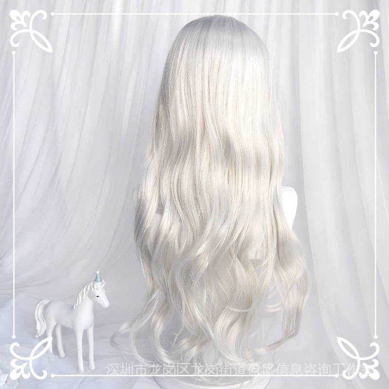 Tóc Giả Dài Xoăn Tự Nhiên Màu Xám Nhạt Phong Cách Lolita