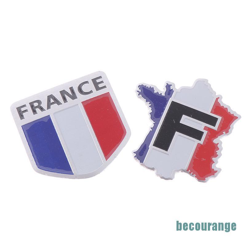 [becourange]1Pc French flag logo emblem alloy badge car motorcycle decor stickers