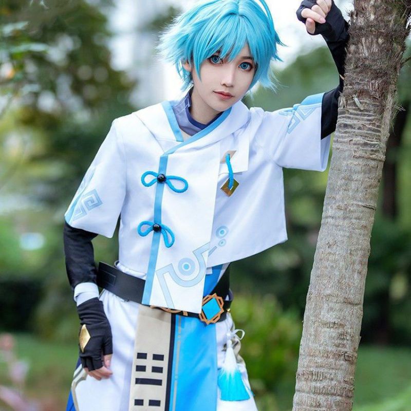 có ảnh thật set cosplay Chongyun Genshin Impact cos Chongyn hoá trang nhân vật Chongyun