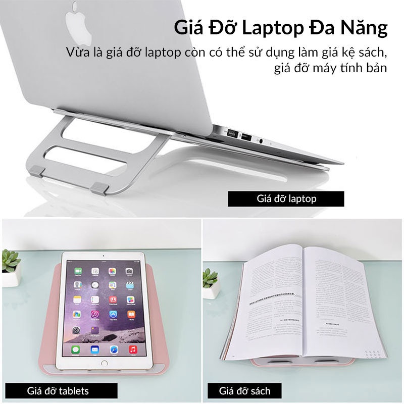 Đế Nâng Laptop, Macbook COTEetCI Aluminum Portable Stand Siêu Mỏng, Góc Nghiên 18 Độ, Dùng Cho Laptop 13 - 17 Inch