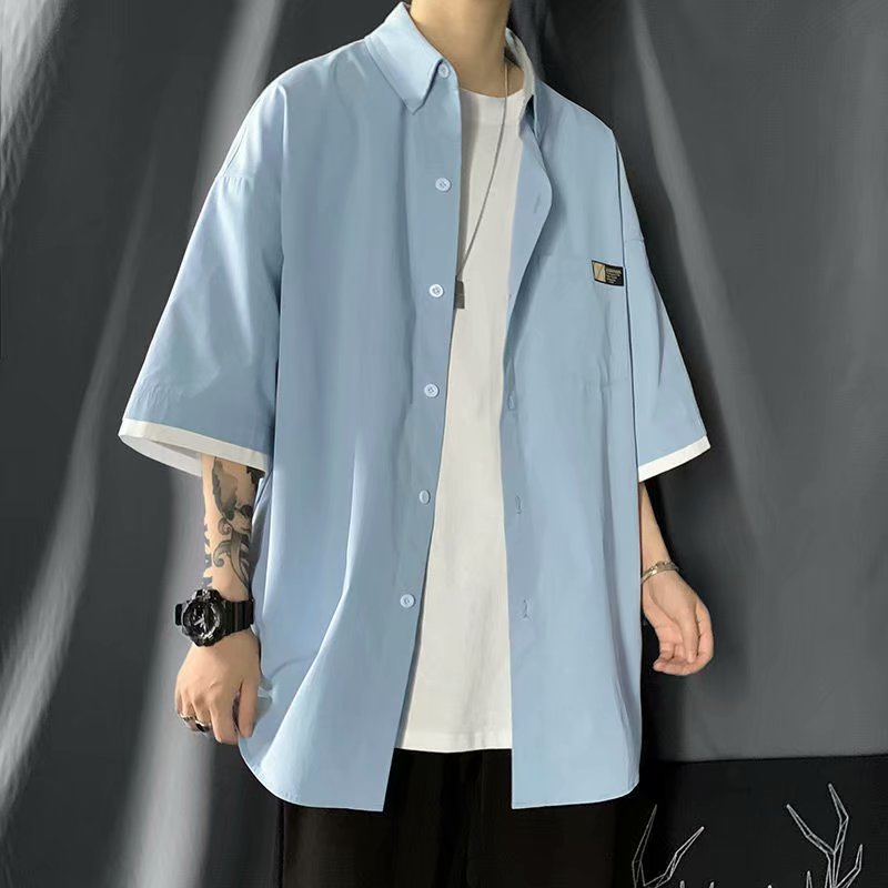 Korean Style Double Layer Fake Men's Shirt 2021