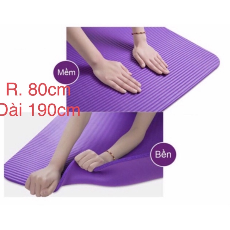 THẢM TẬP YOGA HÀNG SỊN 80CM DÀI 190CM DẦY 1CM CHỐNG TRƯỢT TỐT