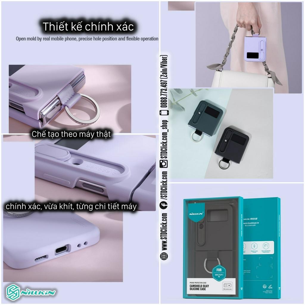 ỐP LƯNG SAMSUNG GALAXY Z FLIP 4 5G NILLKIN CAMSHIELD SILKY SILICON BẢO VỆ CAMERA CHÍNH HÃNG