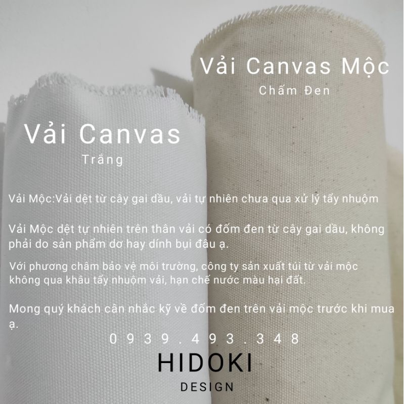 Túi Quai Vải Xách HIDOKI DESIGN Đựng Ly Giữ Nhiệt 1 Lít, Ly Trà Sữa Dưới 500ml