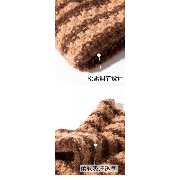 Nón Len Họa Tiết Kẻ Sọc Thời Trang Thu Đông Hàn Quốc Mới Cho Nữ