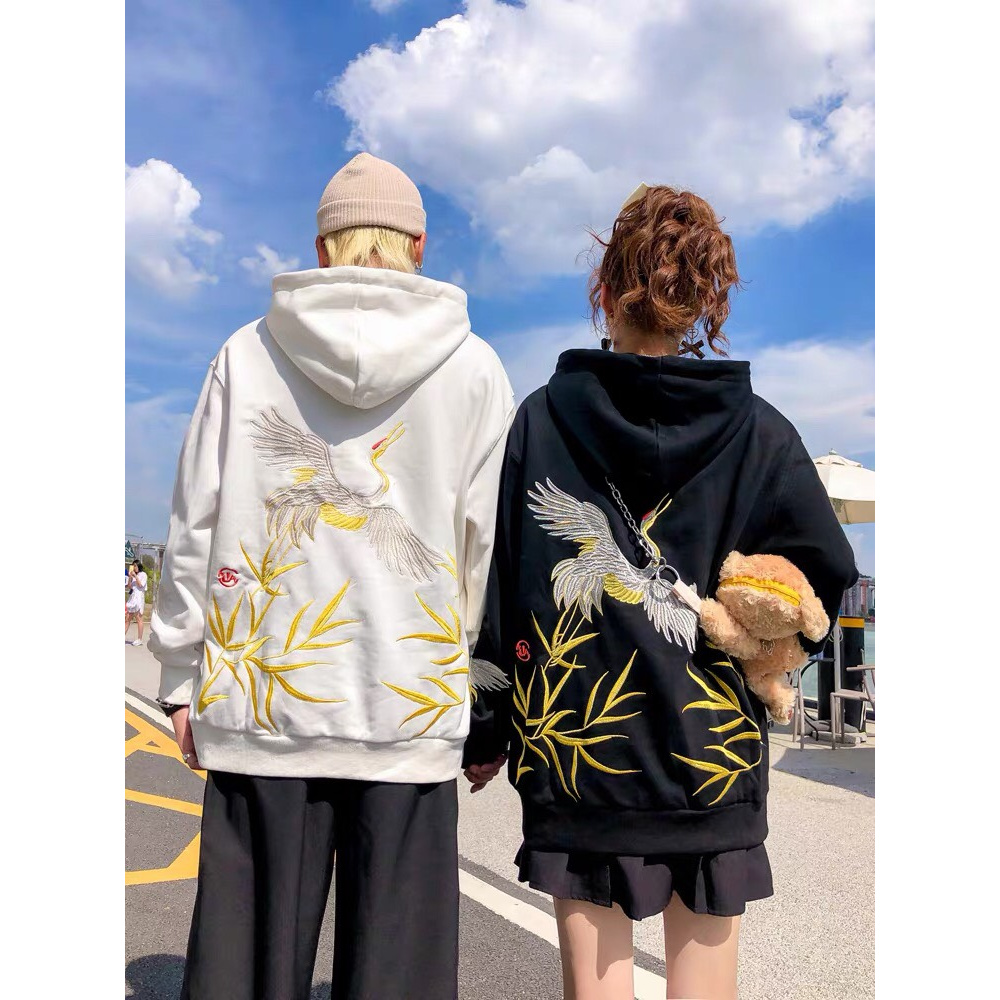 Áo Hoodie Nón Chui Trùm Đầu Nữ Nam Unisex Chất Vải Nỉ Poly Unisex Nam Nữ, Cò Trắng WAH066