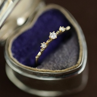  Nhẫn Đính Hôn Thép Titan Mạ Vàng Hình Hoa Đính Đá Zircon Đơn Giản Thời Trang Cho Nữ 