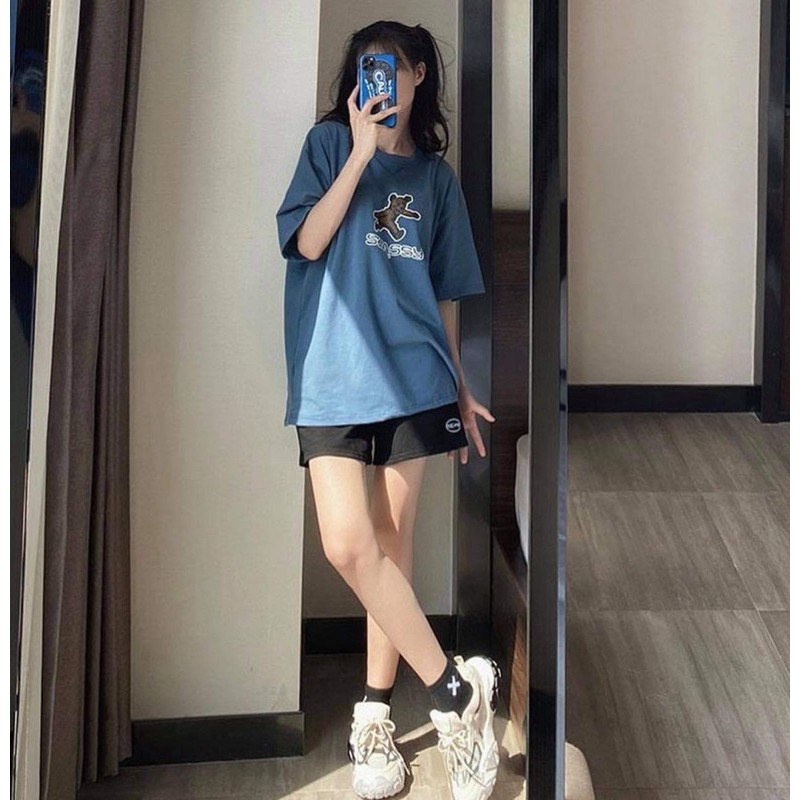 Set Bộ Quần , Áo gấu nâu Teddy  Chất Cotton Thấm Hút Mồ Hôi  Xanh Siêu Hot Trend Form Rộng,kiểu dáng Ulzzang