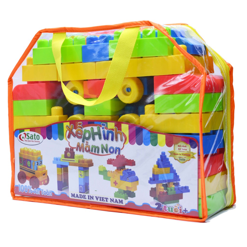 Bộ xếp hình mầm non SATO61 (72 chi tiết) Hàng Candy Kids Hàng Candy Kids