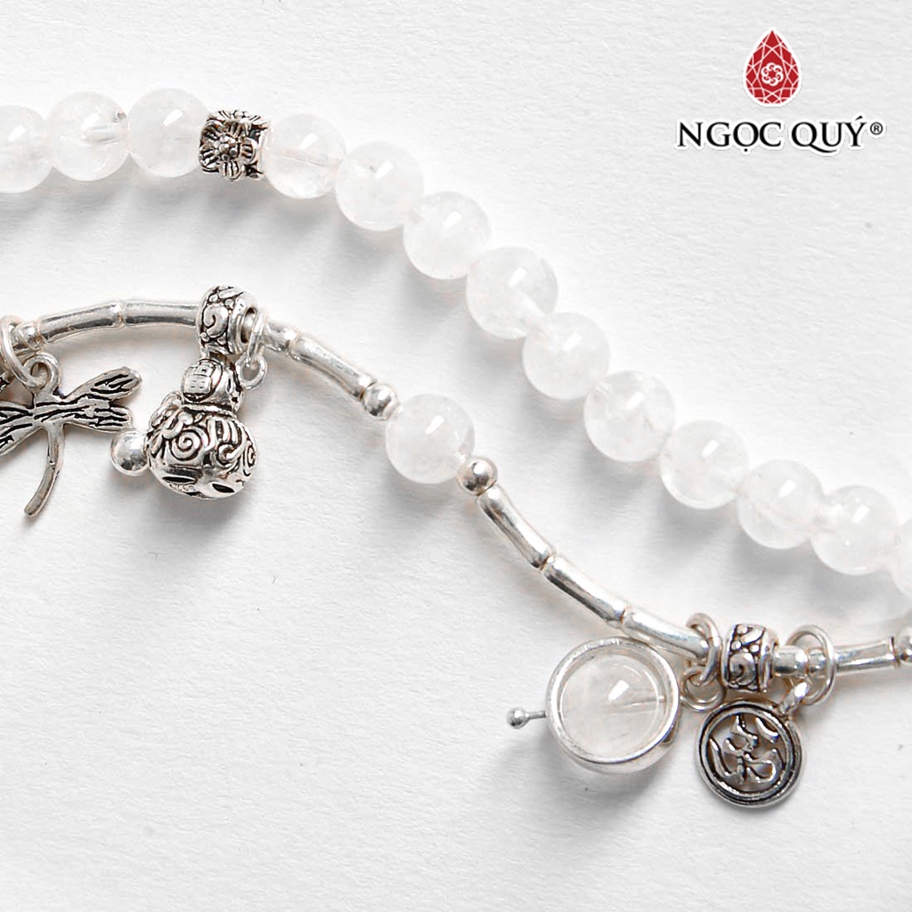 Vòng tay đôi TA ưu linh trắng charm hồ lô - Ngọc Quý