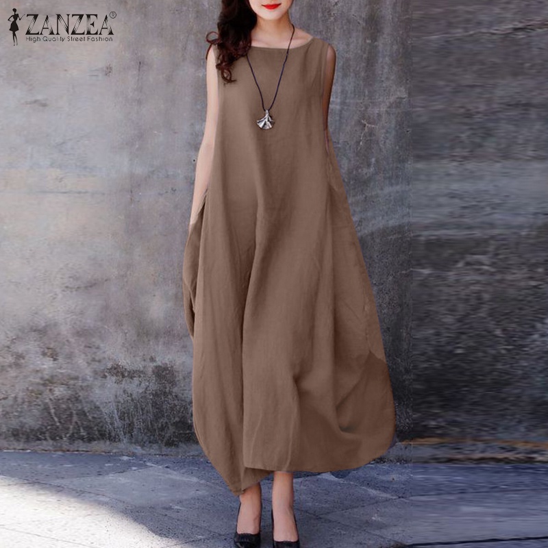 Đầm nữ Zanzea dài không tay thời trang Hàn Quốc