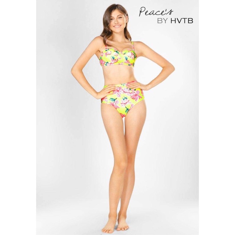 Bikini đi biển cạp cao hoa văn vàng neon | BigBuy360 - bigbuy360.vn