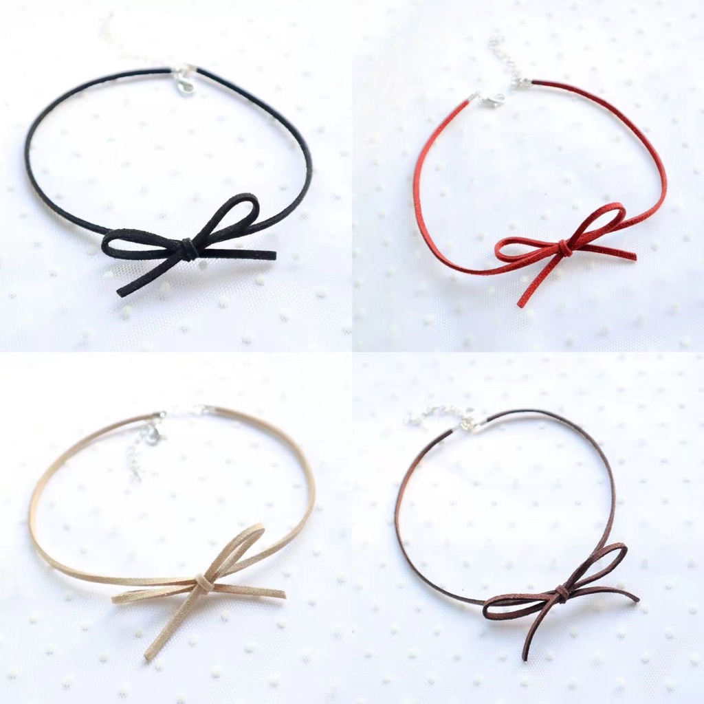 Vòng Cổ Choker Da Lộn Thắt Nơ Phong Cách Hàn Quốc Hợp Thời Trang