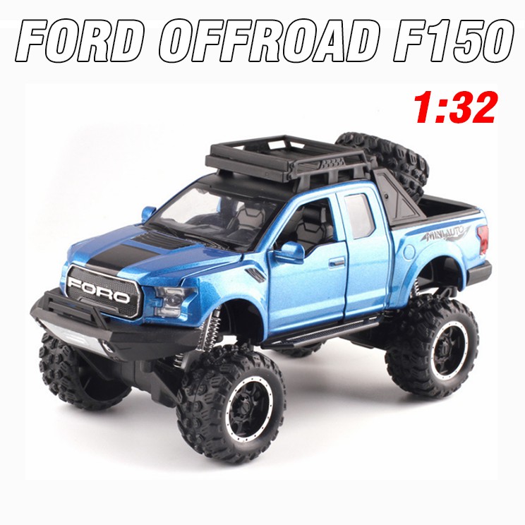 Xe mô hình Ford Offroad F150 tỉ lệ 1:32 bằng hợp kim và nhựa có đèn và âm thanh mở các cửa