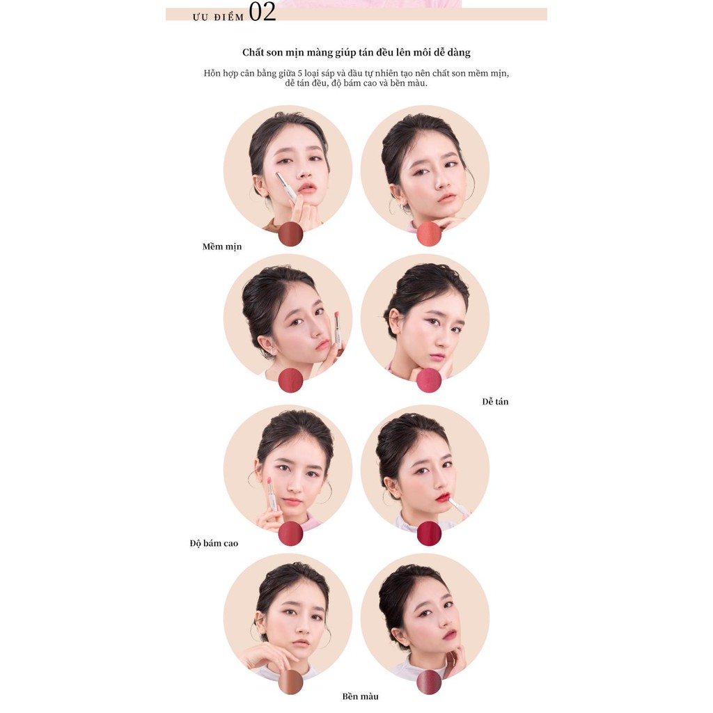 Son môi hữu cơ naturaglacé Rouge Moist bán lì, không chì, dưỡng ẩm, Màu 04 - Coral Pink, 2.3g