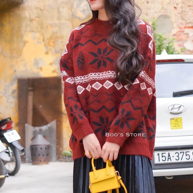 Set áo len + bốt hàng quảng châu
