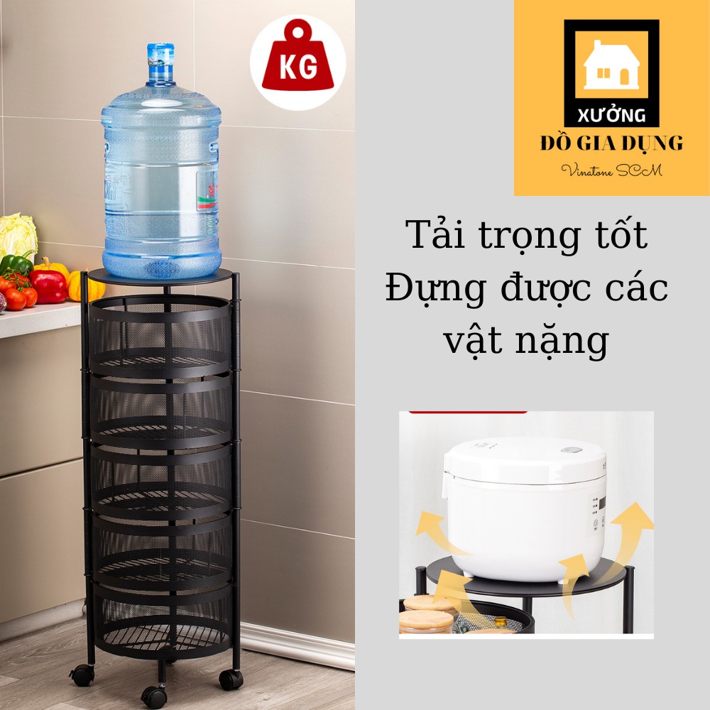 [GIÁ XƯỞNG-  hàng loại 1] Kệ xoay đa năng đựng rau củ quả, di chuyển xoay 360*, dễ dàng lắp đặt, chất liệu thép không gỉ