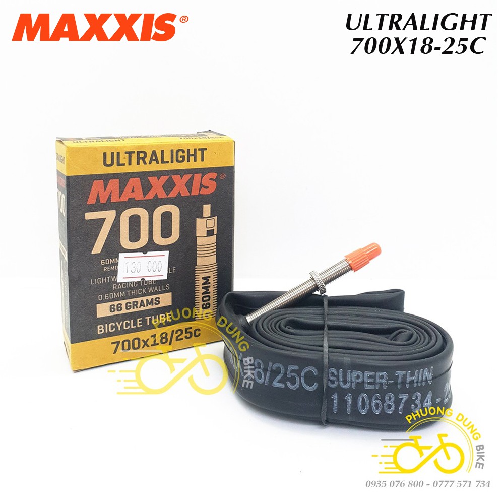 Ruột (Săm) xe đạp siêu nhẹ MAXXIS Ultralight 700x18-25C Van Pháp - Van Xe đạp