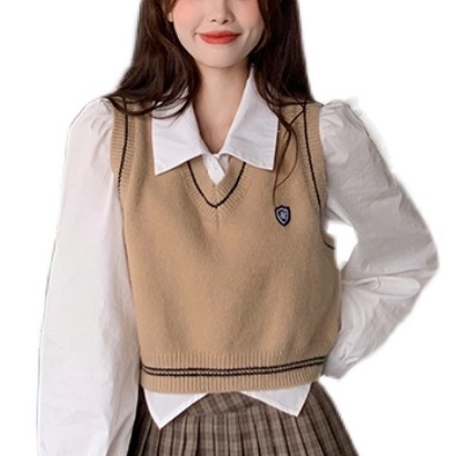 Áo Sweater Dệt Kim Không Tay Dáng Ngắn Thời Trang Dành Cho Nữ