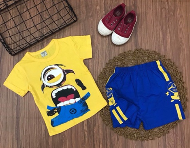 Bộ cotton minion bé trai cộc tay 10-21 kg CT20023